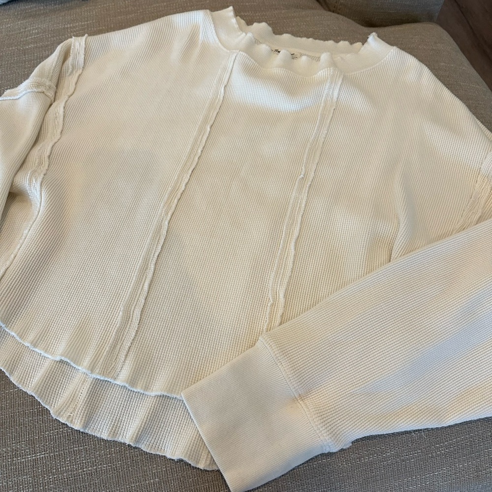 Free People Cream Ribbed Pullover - Picture 3 of 10